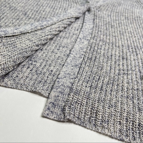 J. Jill Heathered Grey Blue Single Button Linen Blend Knit Cardigan Sweater Top - Picture 8 of 12